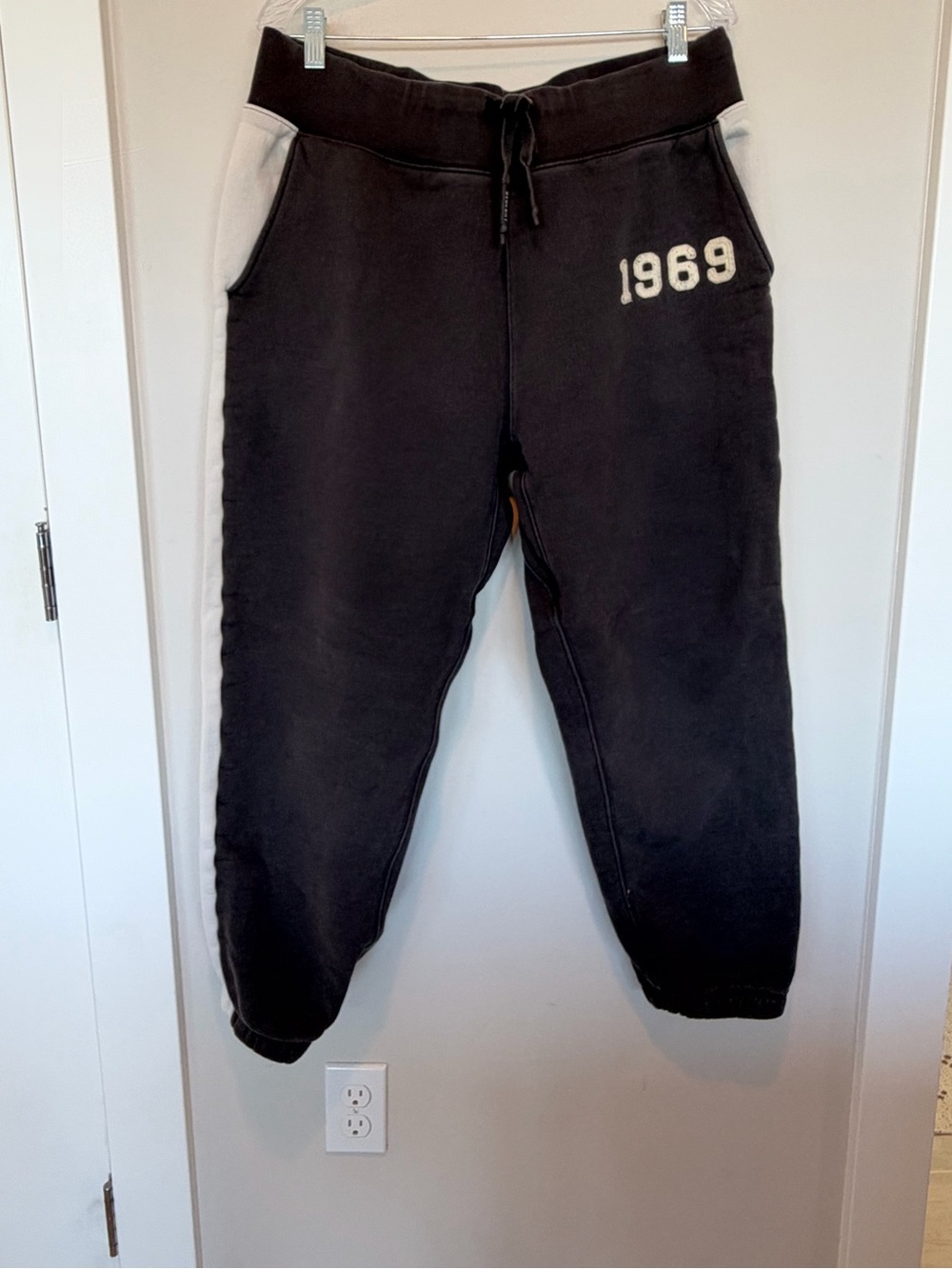 GAP x BKC Black Sweatpants with White Side Panels & 1969 Detail